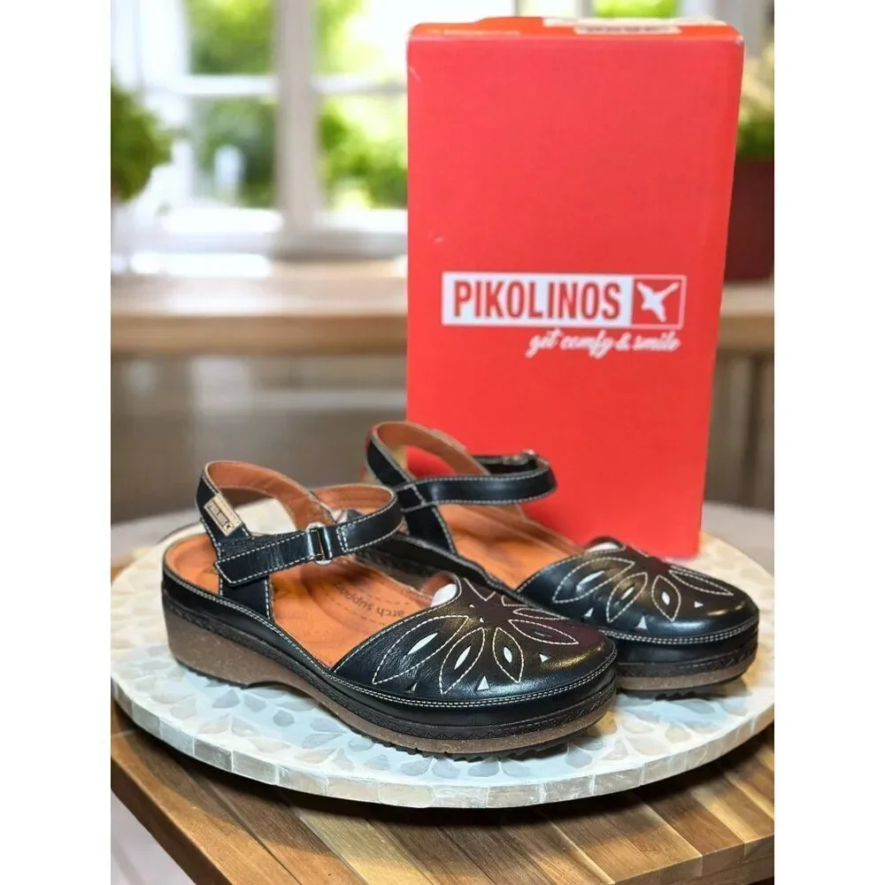 Pikolinos Granada W0W-1985 Black Leather Mary Jane Shoes Women’s EU 37 US 6.5